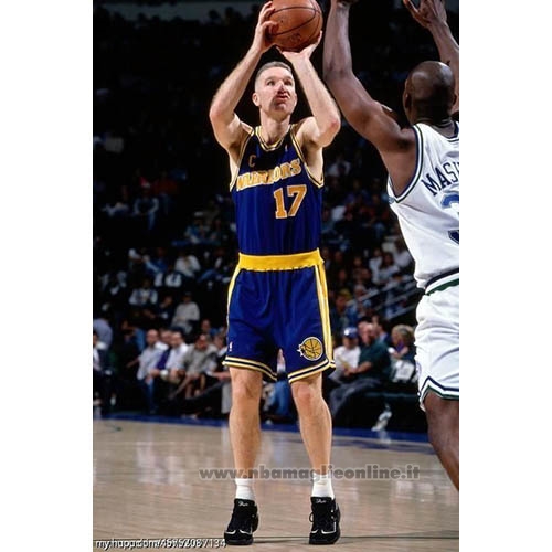 Maglia Golden State Warriors Chris Mullin NO 17 Throwback Blu
